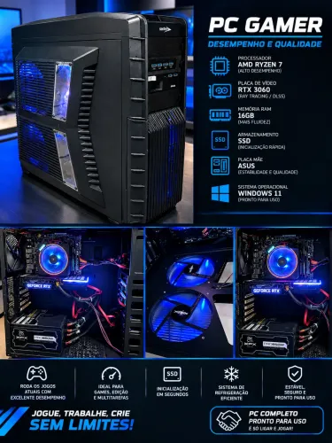 PC GAMER COMPLETO - RTX 3060 Ti + RYZEN 7 3700X