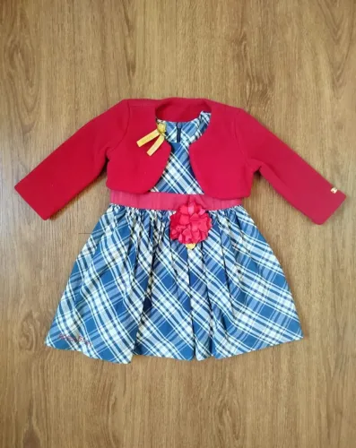 Vestido com Casaquinho Infantil Girababy Tamanho 9 a 12 meses 