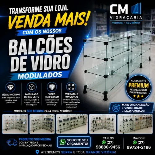 balcão de vidro modulado