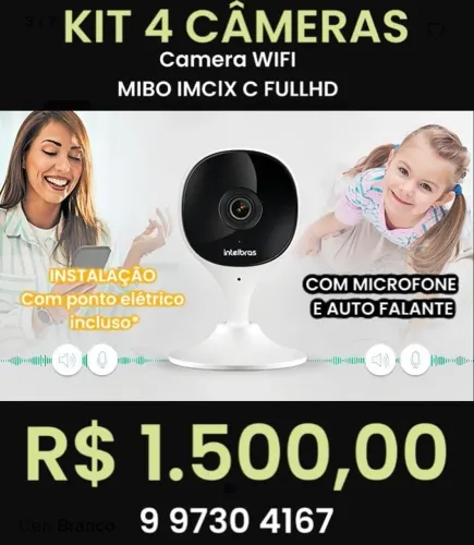 Kit Cam Wi-Fi Microfone - Intelbras Full HD com instalação