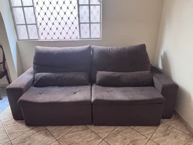 Sofá Retrátil Marrom 4 Lugares