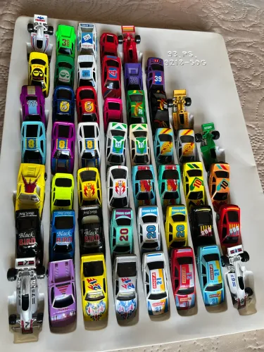 conjunto de 50 carros de brinquedo "road racers" da lucky stars, metal fundido - raridade