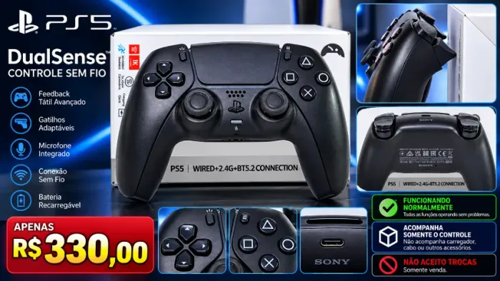 ? CONTROLE PS5 DUALSENSE - FUNCIONANDO PERFEITAMENTE - R$ 330