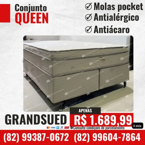 Cama Conjunto base colchão Queen size molas pocket ensacadas ou espuma 