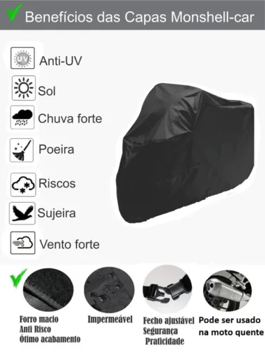 Capa Térmica Protetora de Couro Para Moto (Preto)