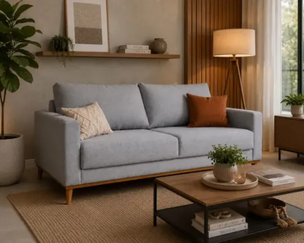 Sofá Living 3 Lugares Linho PROMOÇÃO