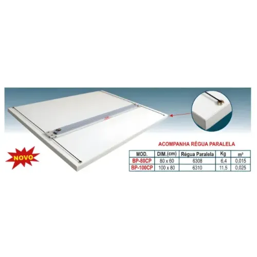 Prancheta Desenho Régua Paralela Trident 100x80 Bp-100cp