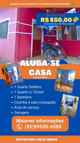 Alugo Casa no Cacau Pirera