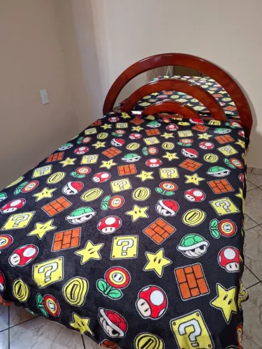 Manta casal flannel microfibra Mario Bros | Casa Riachuelo