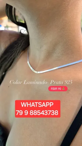 COLAR PRATA 925 LAMINADO - ORIGINAL TEMOS PULSEIRA BRINCO CHOKER BRACELETE NAMORADOS