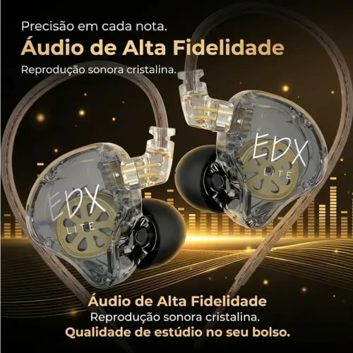 Fone de Ouvido EDX Lite Intra-Auricular, Driver Dinâmico Super-Linear