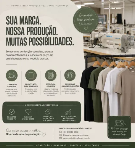 Produção de camisas para marcas e lojas