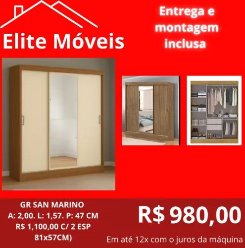 COM A MONTAGEM E A ENTREGA GUARDA ROUPA NOVO NA CAIXA COM GARANTIA DE FABRICA.