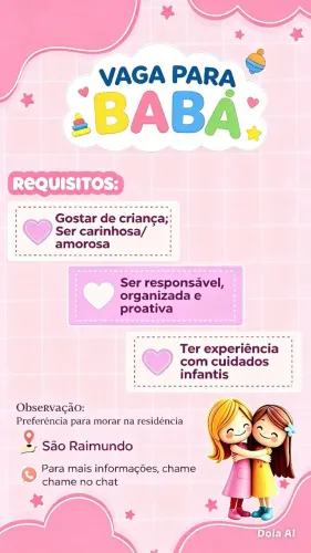 Vaga para babá 