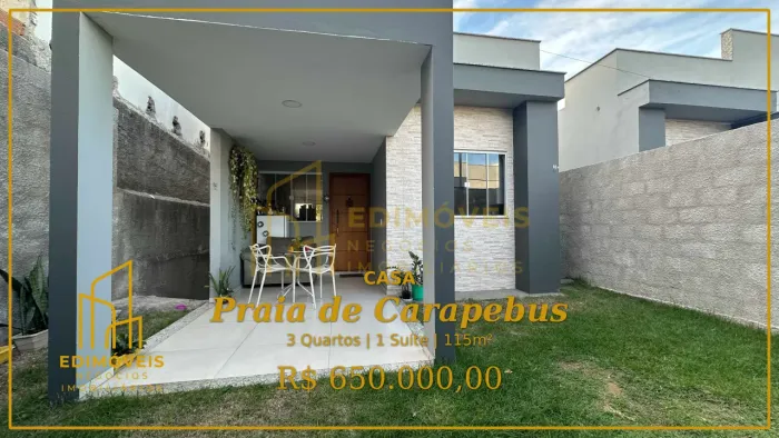 Oportunidade: Casa Nova em Praia de Carapebus Serra/ES, 3 Quartos e Suíte