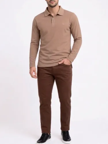 Kit Camisa Longa e Calça Sarja Marrom