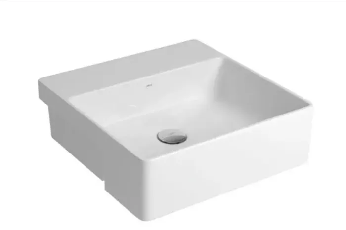 Cuba Deca Semi-Encaixe Quadrada 40cm com Deck Branco - Nova