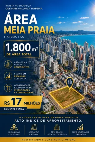 ÁREA PREMIUM EM MEIA PRAIA 1.800 m² PARA GRANDES EMPREENDIMENTOS