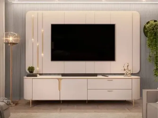 Rack com Painel 2,41 Off White PRONTA ENTREGA