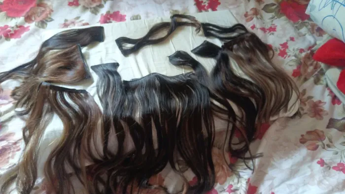 Vendo lindo cabelo humano morena iluminado 42/45cm ondulado