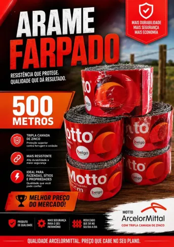 Arame farpado MOTTO 500m, preço incomparável!!!