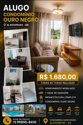 Aluguel de Apê no Cond Ouro Negro mobiliado diretamente com o proprietário