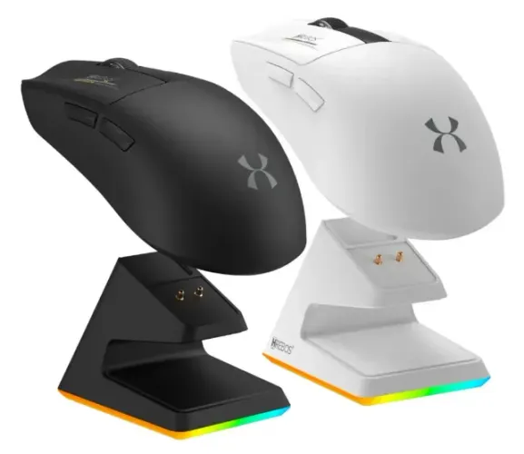 Mouse Gamer Osiris Sem Fio Rgb Bluetooth 8000 Com Base 2.4g Branco
