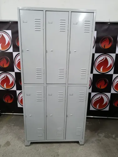 Armário Roupeiro  De Aço 6Portas Grandes Cor Cinza Cristal Chapa 26 novo