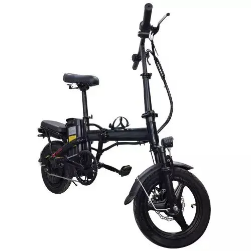 Bicicleta Elétrica Dobrável 400W 48V Painel Digital 30Km/h Farol de Led Preto