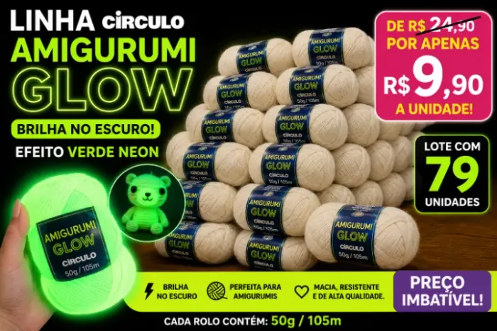 Linha Círculo Amigurumi Glow 50g/105m - Neon Brilha no Escuro - SUPER PROMOÇÃO 9,90 cada