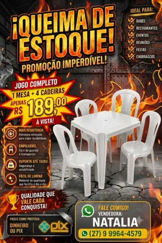 Kit Mesa + 4 Cadeiras 182 KG- Oferta Especial!