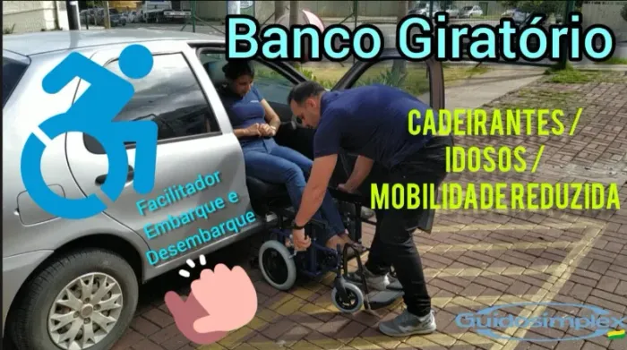Banco giratório 90 graus Veicular - Cadeira giratoria removível - Idoso, Cadeirante