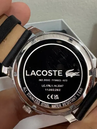 Lacoste Relógio Ottawa 3H quartzo resistente à água com pulseira de couro, M: 2011275