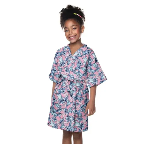 roupão stitch infantil aveludado felpudo estampado alterado