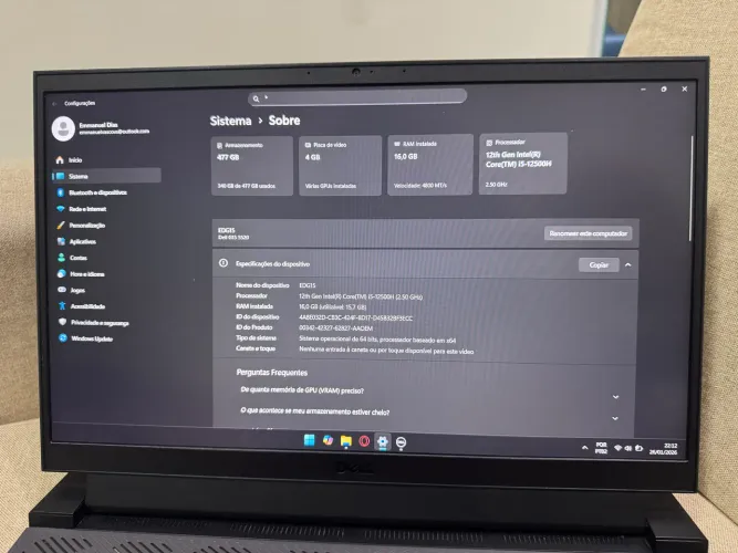 Notebook Gamer Dell G15 5520