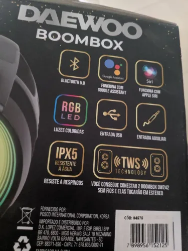 caixa de som Bluetooth daewoo boombox 100w