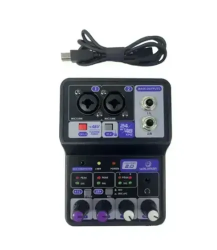 Mesa De Som Interface Mixer 2 Canais Waldman Podcast 2.0