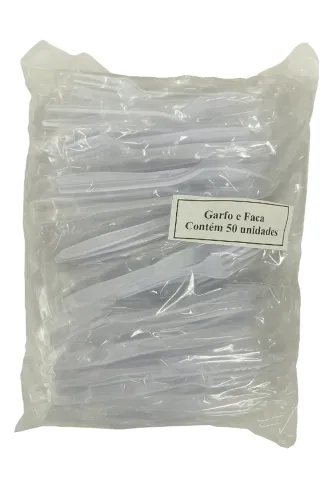 Kit Talher Garfo + Faca Descartável - 50 Unidades