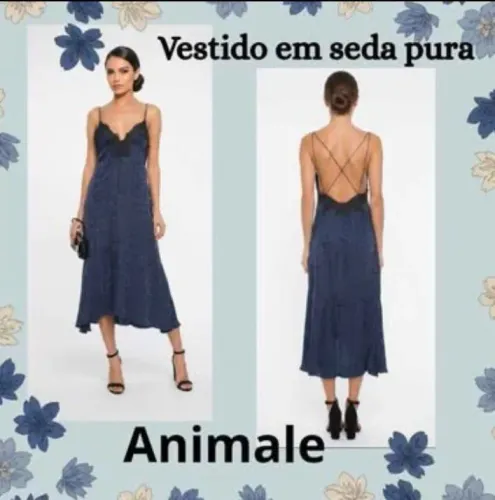 Animale Premium | Vestido Midi em Seda Pura. Usado Apenas Uma Vez