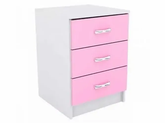 Mesa de Cabeceira Quissama 3 Gavetas Branco.Rosa Frete Grátis - Até 12x S/ Juros