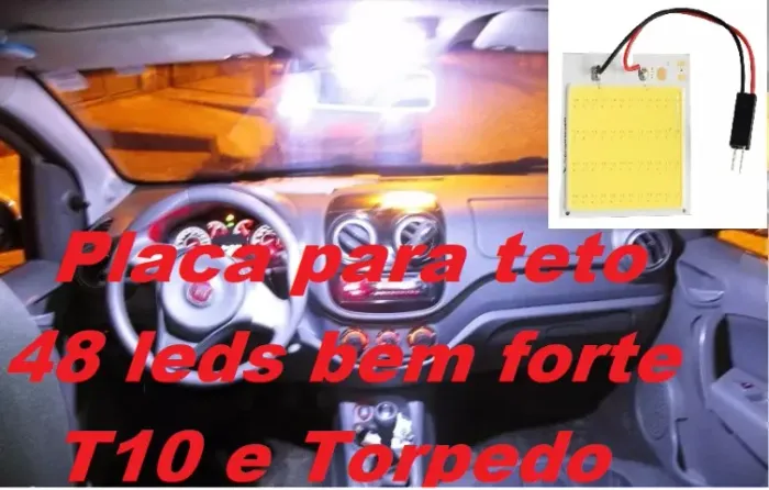 Placa Super Led Cob 23 Chips com soquete T10 e Torpedo - Cores Branca ou Azul 