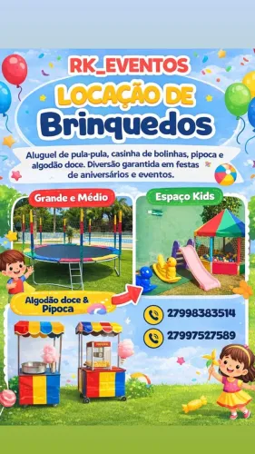 Aluguel de pula pula, algodão doce pipoca etc