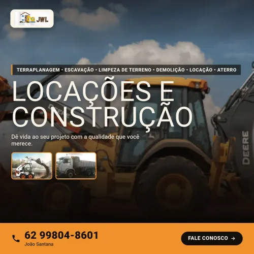 Terraplanagem, Escavação, Limpeza Terrenos, Demolição, Locações, Aterro entre Outros