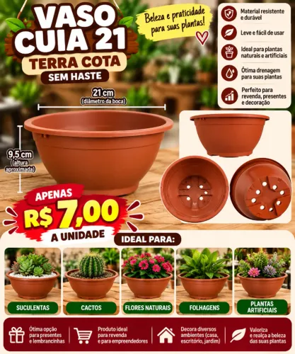 vasos cuia 21 terra cota sem haste
