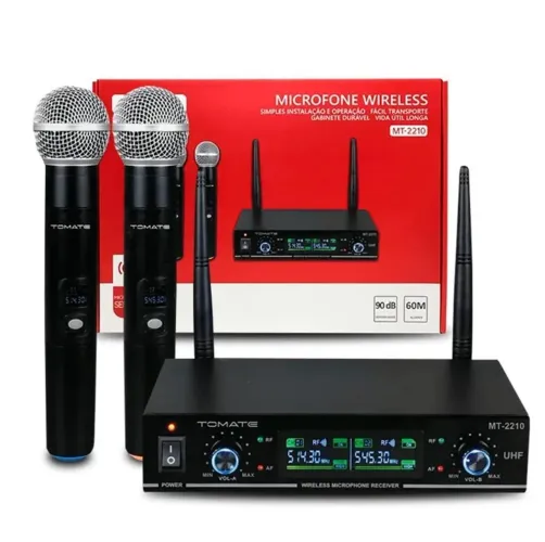 Microfone Sem Fio duplo tomate MT-2210
