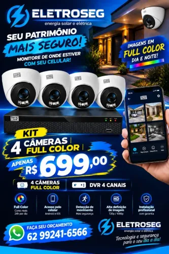 Kit 4 câmeras e dvr