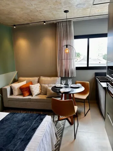 ÉVLON 308 - Studio com área externa 100% mobiliado e equipado - 28,85m² -