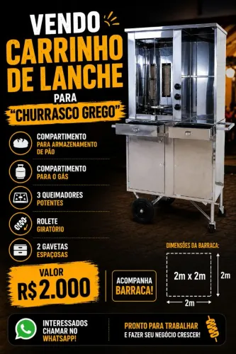 Carrinho de churrasco grego lanche