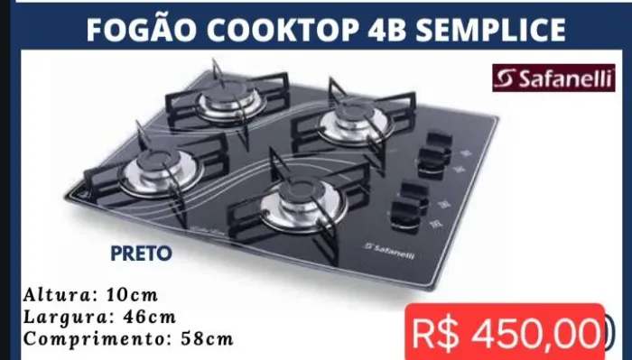 Fogão Cooktop 4 Bocas (leia a descrição)