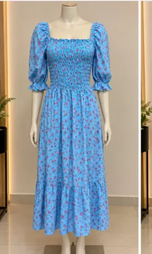 Vestido de manga florido